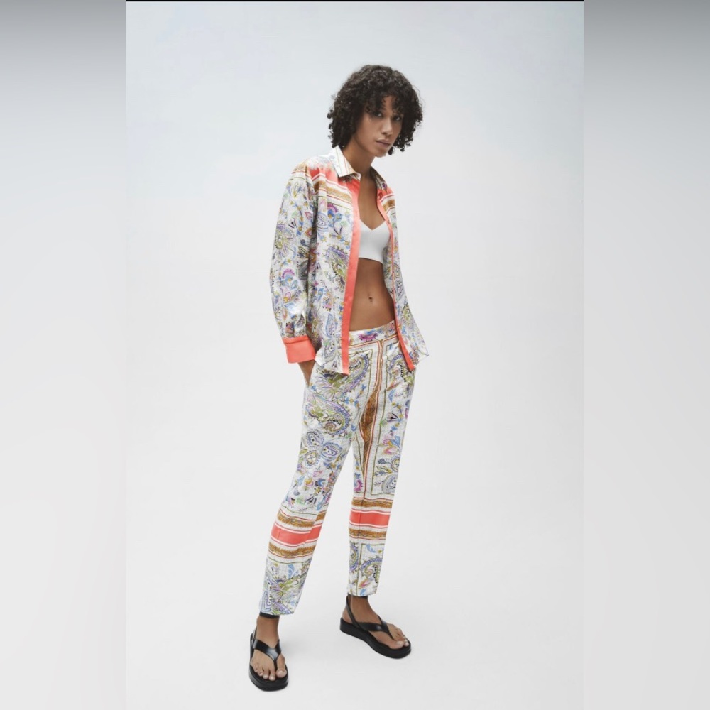 Zara Multi- Colored Printed Pants in Size Large